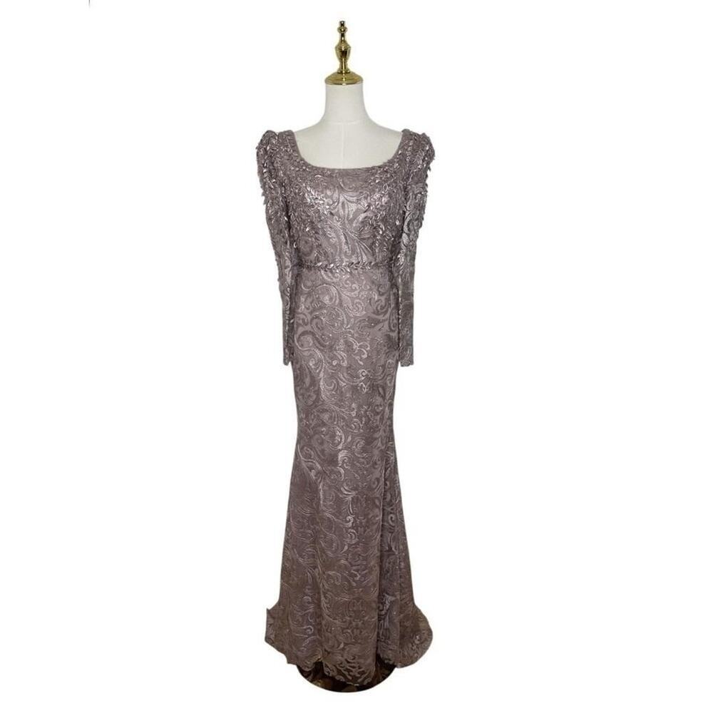 Mac Duggal 11187 Embroidered Applique Shoulder Detail Trumpet Gown Size 6 $698 - Picture 4 of 8